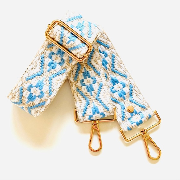 Pom Pom London Blue and White Bag Strap